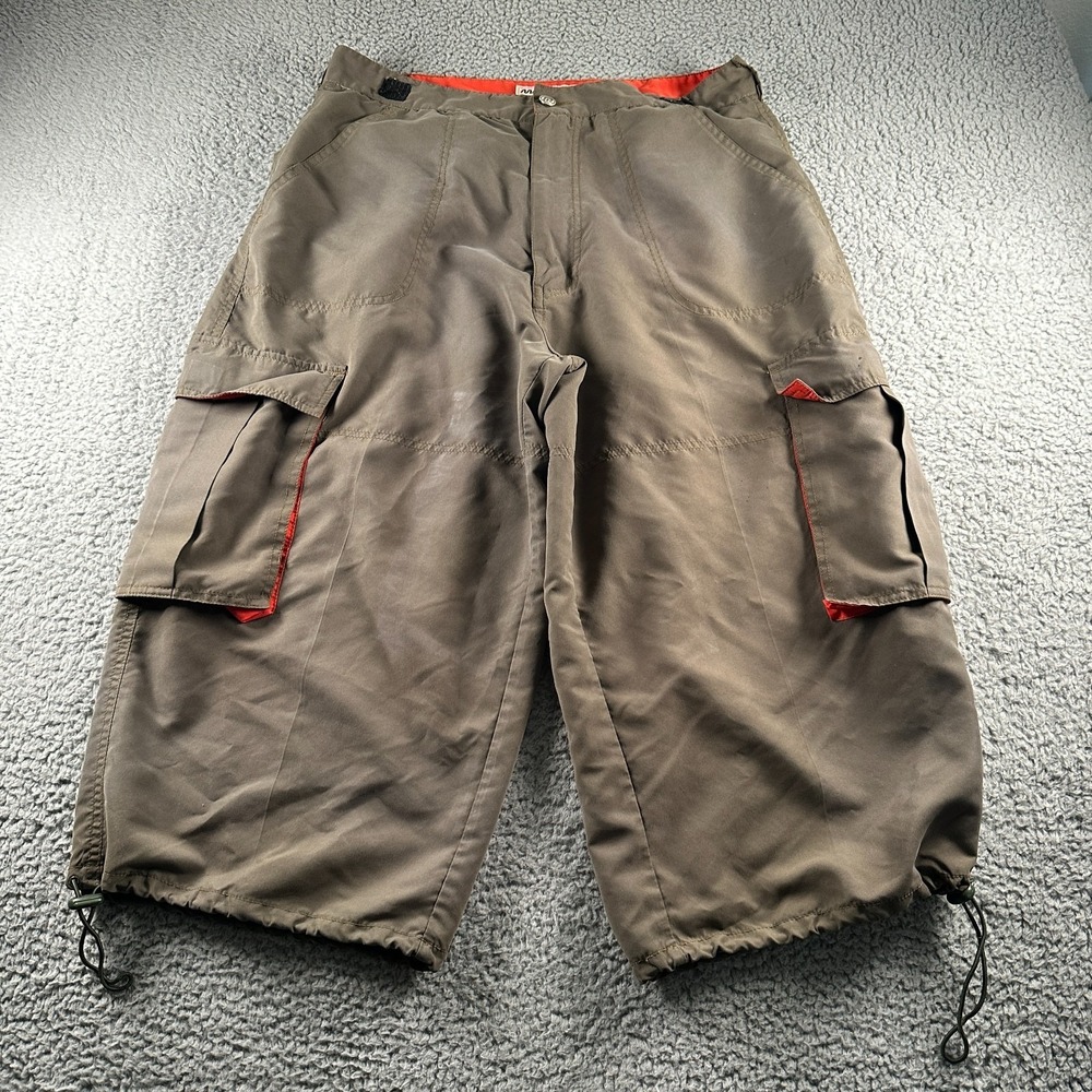 Vtg MAC Gear Pants Mens 36(34 Fits) Green Cargo Baggy Rave Cropped Techwear Flaw
